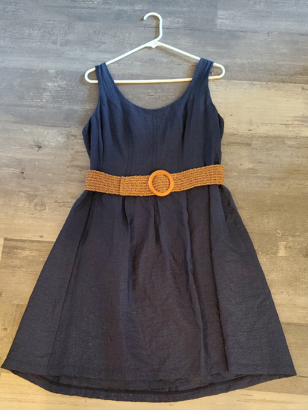Nine West Navy Mini Dress with Tan Woven Belt